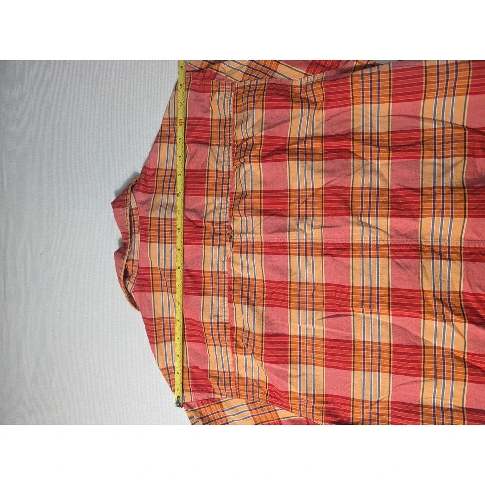 The North Face A5 Series Men Small Red Orange Plaid Short Sleeve Button Up 688